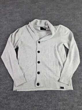 Hollister Men's Light Grey Knit Shawl Collar Cardigan Sweater Size Large NWT